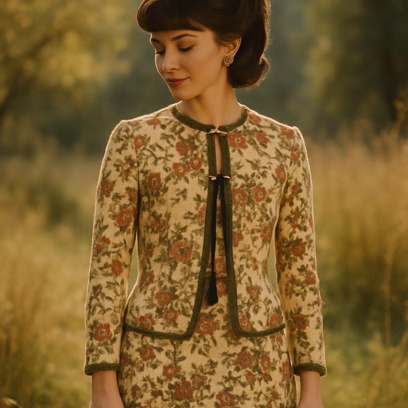 Siegel (German) | 60’s Virgin Wool Blend, 2-Piece Floral Skirt & Jacket Set - Picture 13 of 13